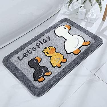 Imagem de jia cool Tapete de banheiro antiderrapante cobertor de banho lavável fofo com desenho infantil (40 x 50 cm) cinza de pato)
