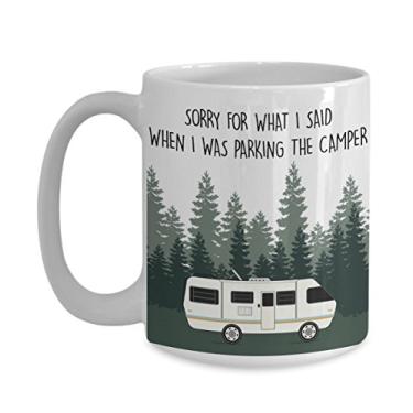 Imagem de Caneca Sorry For What I Said When I Was Parking the Camper - Caneca de café de cacau quente divertido - ideia de de Natal