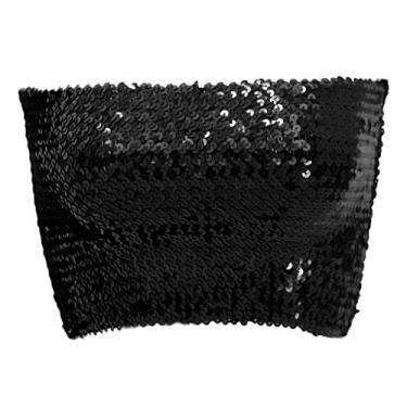 Imagem de kowaku Lantejoulas Femininas Manga Comprida Elástica Peito, Preto