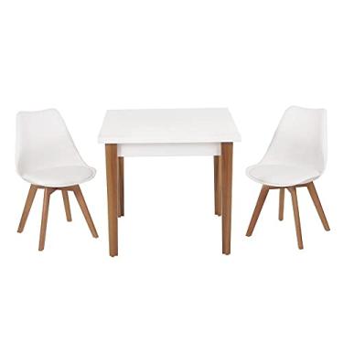 Imagem de Conjunto Mesa de Jantar Luiza 80cm Branca com 2 Cadeiras Leda - Branco