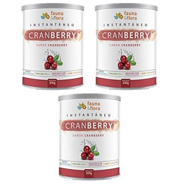 Imagem de Kit 3 Cranberry Chá Instantâneo Solúvel Colágeno Fibras Antioxidante Oxicoco Infecção Urinária 200g