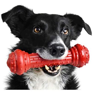 Imagem de Pet Qwerks Bongo BarkBone – Osso de nylon para mastigadores agressivos – Sabor Prime Rib – Grande