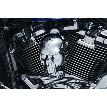 Imagem de Kuryakyn Acessório de realce de motocicleta 5730: Capa de chifre de caveira para motocicletas Harley-Davidson 2017-19 com capa de chifre estilo cachoeira, cromado
