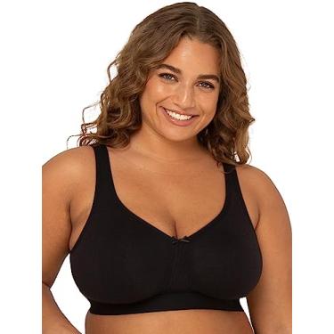 Imagem de Fruit of the Loom Sutiã feminino de algodão sem fio plus size, Hue preto, 42C