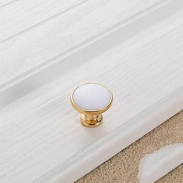 Imagem de Puxador de cerâmica flor dourada Armário simples Armário maçaneta da porta Armário puxadores antigos Ferragens, 720 GP