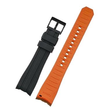 Imagem de RAYESS Cor dupla para Rolex Citizen Seiko pulseira de silicone acessórios de relógio masculinos boca de arco pulseira pulseira cinto de relógio 20mm 22mm pulseiras (cor: preto laranja preto, tamanho: 22mm)