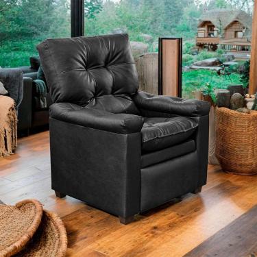 Imagem de Poltrona do Papai Reclinável Imperador Couro Facto Preto - SOFA STORE