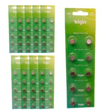 Imagem de 100 Baterias Alcalina Lr41 Elgin Botão 10 Cartelas C/10 Uni