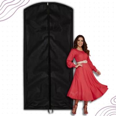 Imagem de Kit 3 Capa De Vestido Longo Roupa Closet C/Zíper Tnt Imperméavel Protetora Anti Mofo e Poeira 60 x 140 cm