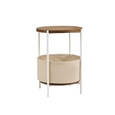 Imagem de Mesa lateral redonda mesa lateral moderna sofá mesa de canto sala de estar decoração de escritório pequena mesa de centro quarto armazenamento duplo mesa de cabeceira mesa de centro para sala de estar (cor: latão)