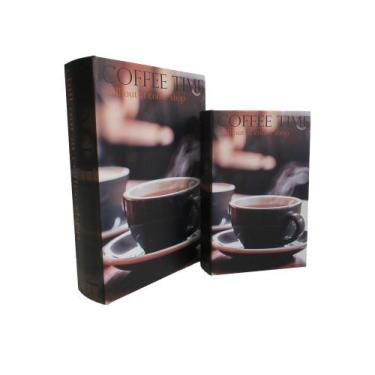 Imagem de Cj 2  Livros Caixa Coffee Time Decorativos - Btc