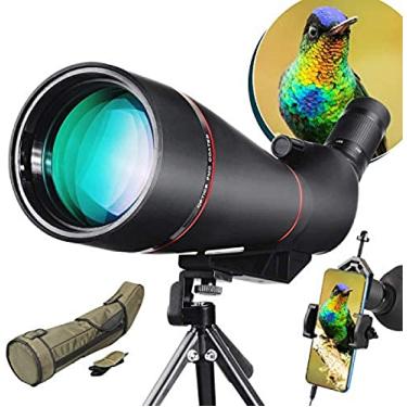 Imagem de Luneta de 25-75x100mm para observação de pássaros, telescópio monocular à prova d'água e antiembaçante com prisma BAK4 totalmente multirrevestido com tripé ajustável, bolsa protetora e telef