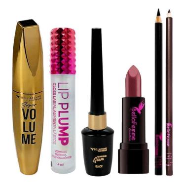 Imagem de Kit De Maquiagem Bella Femme Rímel Gloss Labial Lápis Olho