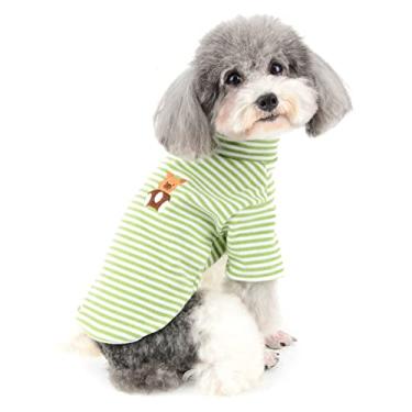 Imagem de Zunea Camisas para cães pequenos menina menino camiseta de verão algodão macio listrado filhote de cachorro manga curta roupas primavera roupas roupas para animais de estimação vestuário para