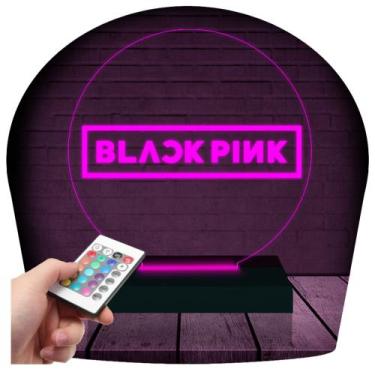 Imagem de Luminária Led Abajur  3D  Black Pink  16 Cores + Controle Remoto - Rb