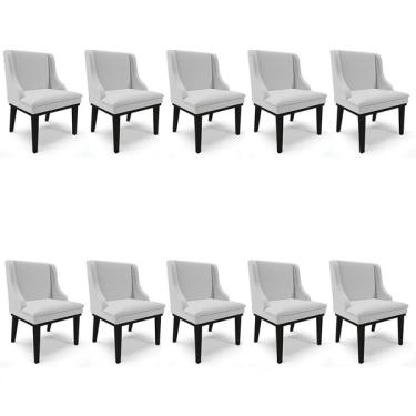 Imagem de Kit 10 Cadeiras Estofadas Para Sala De Jantar Base Fixa De Ma
