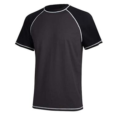 Imagem de Camiseta de natação masculina FPS 50+ Rashguard de manga curta, camisa de banho, Tendência, 03-t3 Charcoal Grey/Black, XX-Large