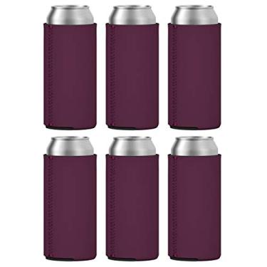 Imagem de TahoeBay 6 mangas finas de lata – Coolers de cerveja de neoprene em branco – Compatível com RedBull de 325 ml, Michelob Ultra, seltzer de ponta de garra branca (marrom, 6)