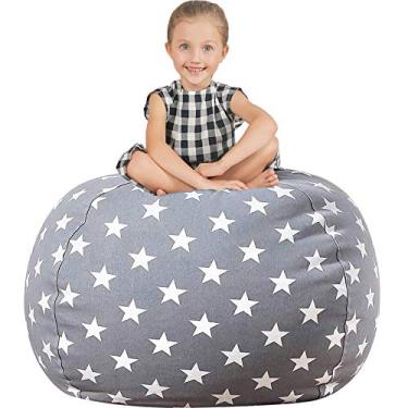 Imagem de Aubliss Capa para cadeira de saco de feijão de pelúcia apenas para brinquedos de pelúcia, cobertores, GG 122 cm - lona de algodão cinza estrela