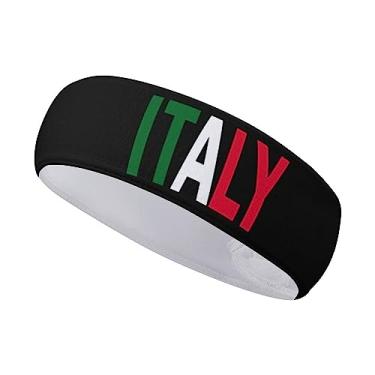 Imagem de CBBYY Bandanas esportivas com bandeira italiana para mulheres faixas de suor ajustáveis que absorvem a umidade masculina para esportes – treino, esportes, atividades ao ar livre