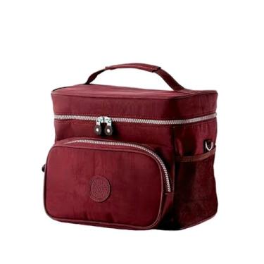 Imagem de Bolsa Térmica De Mão Marmita Trabalho Lancheira Frasqueira Comida Alimentos Impermeavel 2 Compartimentos Academia Fitness Marmiteira (Vinho)