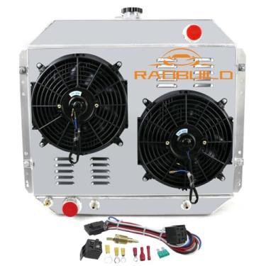 Imagem de RadBuild Radiador de alumínio de 4 fileiras para caminhões Ford F100 F150 F250 F350 F500 Bronco V8 Radiador 1976 1977 1978 68 69 70 71 72 73 74 75 76 76 76 739 BR Kit de relé de termostato para ventiladores de radiadores 5 x 30 cm