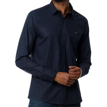 Imagem de Camisa Calvin Klein Masculina Slim Fit CKJ Logo Azul Marinho-Masculino