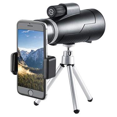 Imagem de Telescópio monocular, monóculo HD à prova d'água 12 x 50 com suporte para smartphone, tripé BAK4, binóculos de prisma, lentes grandes para observação de pássaros, viagens ao ar livre