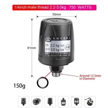 Imagem de Chave Pressão Pressostato Para Pressurizador Rosca Macho 1/4 - 10306700IMP