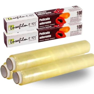 Imagem de Papel Filme Stretch Uso Doméstico Embalagem Frutas, Verduras, Plástico Pvc Embalagem 28cmx100m Lusafilm