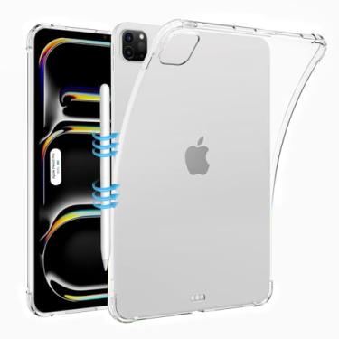 Imagem de Aircawin Capa transparente para iPad Pro 11 polegadas M4 2024, capa transparente para iPad Pro 11 polegadas 5ª geração, suporta Apple Pencil 2ª/Pencil Pro/Pencil (USB-C), capa traseira de TPU macio