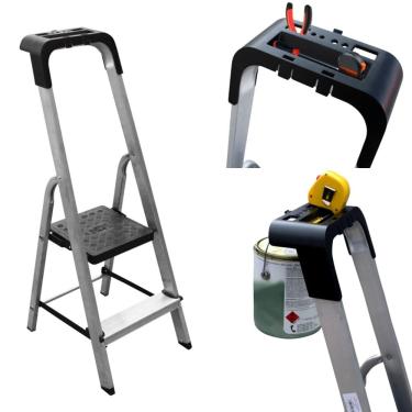 Imagem de Escada Doméstica 2 Degraus em Alumínio Botafogo PRO ESC0022