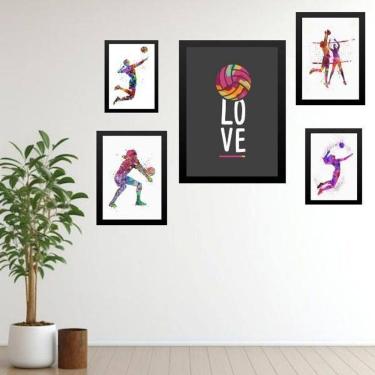 Imagem de Kit 5 Quadros Decorativos Vôlei - Love