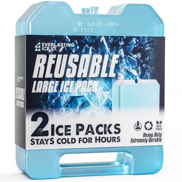 Imagem de Everlasting Ice RX Grandes bolsas de gelo reutilizáveis para refrigerador com alça (pacote com 2) frescor de longa duração, livre de BPA, pacotes de freezer para resfriamento prolongado | Bolsas de