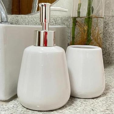 Imagem de Kit Banheiro Lavabo Branco Cerâmica Acessórios Heaven 2 Pçs