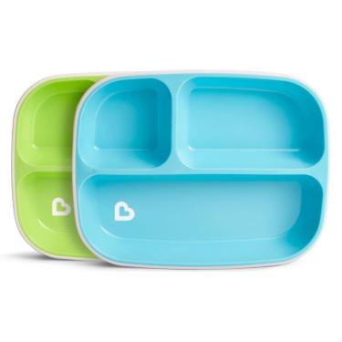 Imagem de Kit 2 Pratos Infantil com Divisória Splash Azul Munchkin Divertido e Prático