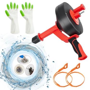 Imagem de Feeloco Trado de drenagem de cobra de encanamento, remoção de entupimento de drenagem com adaptador de broca manual ou uso alimentado, ferramenta de remoção de pelos de dreno de cobra flexível de 12,8