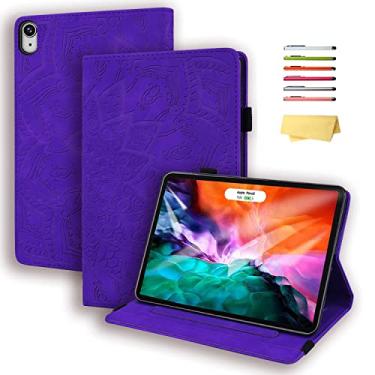 Imagem de UUcovers Capa para iPad Mini 6 (2021) de 8,3 polegadas, capa fina para iPad Mini 6ª geração com bolsos para lápis, faixa elástica magnética, suporte fólio, flor em relevo, couro PU e capa traseira de