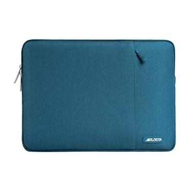Imagem de Capa MOSISO para laptop de 15, 15,6 e 16 polegadas, compatível com MacBook Pro 16 M4, M3, M2 e M1, notebook HP, Acer, Dell, Lenovo, ASUS, bolsa vertical de poliéster com bolso, azul-petróleo-escuro