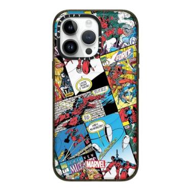 Imagem de CASETiFY Capa Impact para iPhone 14 Pro Max [Deadpool & Wolverine Co-Lab / Proteção contra quedas de 2 metros/Magsafe] - Capa de colagem cômica - Preto transparente