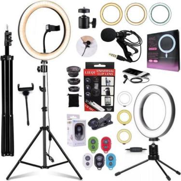 Imagem de Kit Ring light led tripé 2 metros acessórios iluminação filmagem grava
