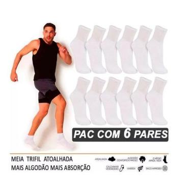 Imagem de Kit 6 Pares Meias Cano Médio Esportivas veste 35-38 Trifil 8720, Branc