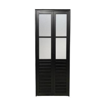 Imagem de Porta Camarão Palheta Com Vidro Alumínio Preto Linha Veneza - BERGAMO,