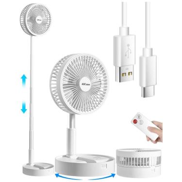 Imagem de Ventilador de Piso, Mesa ,Portátil Dobrável USB Bateria Recarregável Ajustável 4 Velocidades, 110v, AICASE , Branco