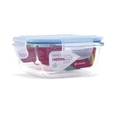 Imagem de Pote Vidro Hermético Marmita Tampa Plástico Alimentos 320ml - U4home