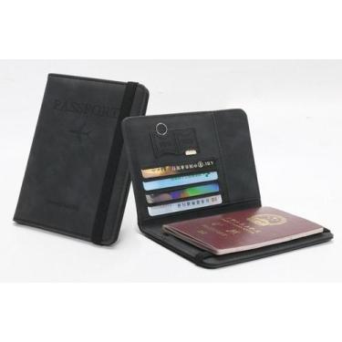 Imagem de Porta Passaporte Carteira Documentos Cartões Impermeável - Clink, Pret