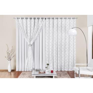 Imagem de Cortina Yasmin renda com forro branca 4,00x2,50 sala quarto - Rose Jor