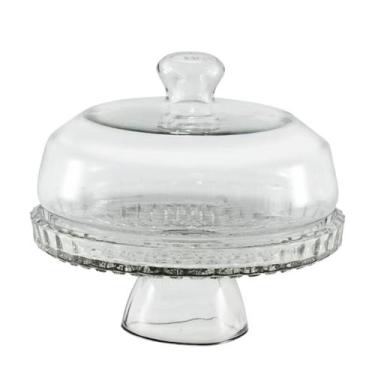 Imagem de Porta bolo cristal 20 cm pequeno - Lares, Branco