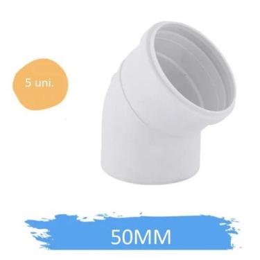 Imagem de Kit 5 Cotovelos Joelho Esgoto 50mm 2 Polegadas Branco 45 - FORTLEV