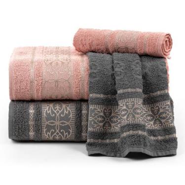 Imagem de Jogo De Toalha Banho 4 Peças Jacquard 100% Algodão Munique Mafratex - 